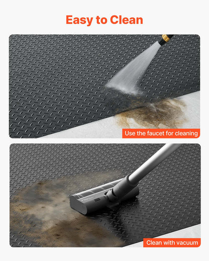 Garage Floor Roll, 1.22 x 6.1 m Garage Flooring Mat, 3 mm Thickened Rubber Diamond Plate Floor Protector Mat, Non-Slip, Wear-resist, Waterproof, Easy to Clean for Warehouse, Gyms, Trailer, Black
