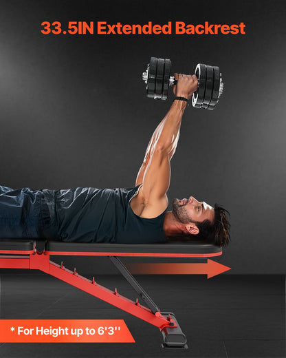 Viktbänk, 1200lbs kraftig stabil viktbänkpress för helkroppsträning, justerbar sit-up-bänk för hemmagym styrketräning, platt bänk med snabb hopfällbar och snabb justering