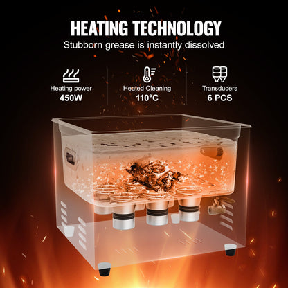 15L ultraljudsrengörare med värmetimer och korg, professionell digital sonisk kavitationsmaskin, 360W rengöringsmaskin för laboratorieverktyg, metalldelar, förgasare, mässing, bildelar, motordelar