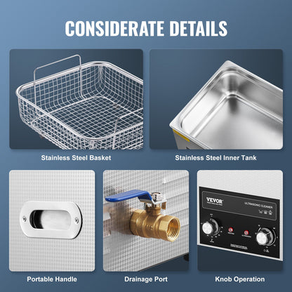 15L ultraljudsrengörare med värmetimer och korg, professionell digital sonisk kavitationsmaskin, 360W rengöringsmaskin för laboratorieverktyg, metalldelar, förgasare, mässing, bildelar, motordelar