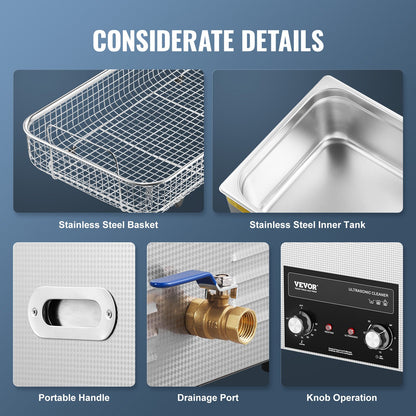 22L ultraljudsrengörare med värmetimer och korg, professionell digital sonisk kavitationsmaskin, 480W rengöringsmaskin för laboratorieverktyg, metalldelar, förgasare, mässing, bildelar, motordelar