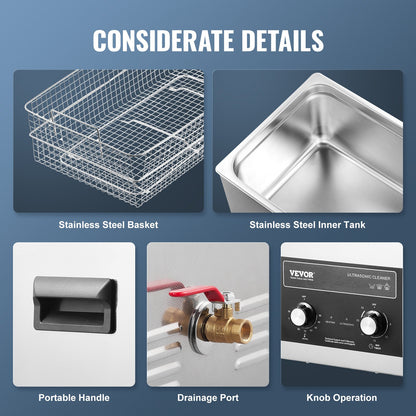 30L ultraljudsrengörare med värmetimer och korg, professionell digital sonisk kavitationsmaskin, 360W rengöringsmaskin för laboratorieverktyg, metalldelar, förgasare, mässing, bildelar, motordelar