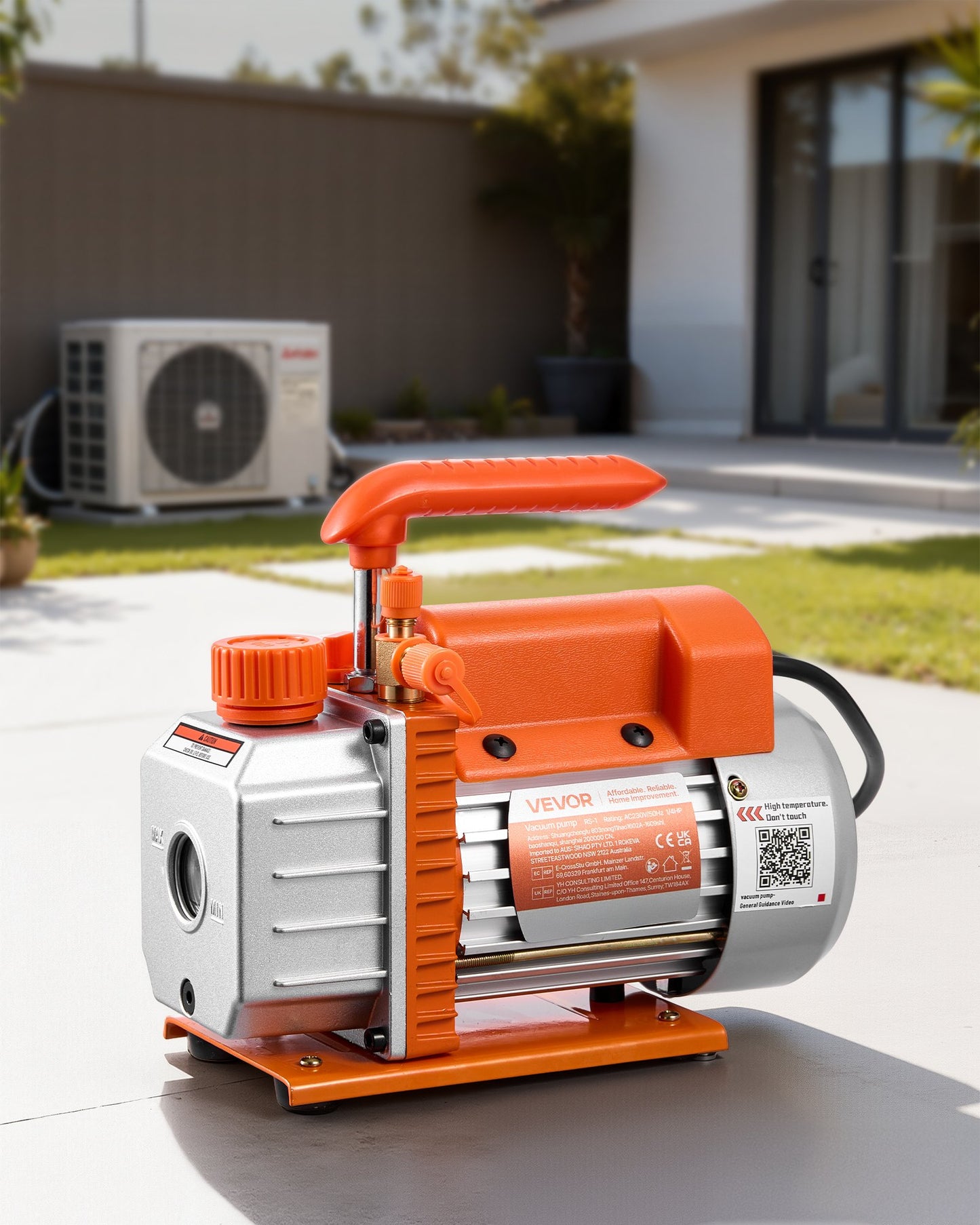 Vacuum Pump, 3.5 CFM 99 L/min, HVAC Single Stage Rotary Vane AC Vacuum Pump, for R134a R22 R410a Systems, 4 Pole Motor, for Automotive Air Conditioner Maintenance Resin Degassing, Oil Included