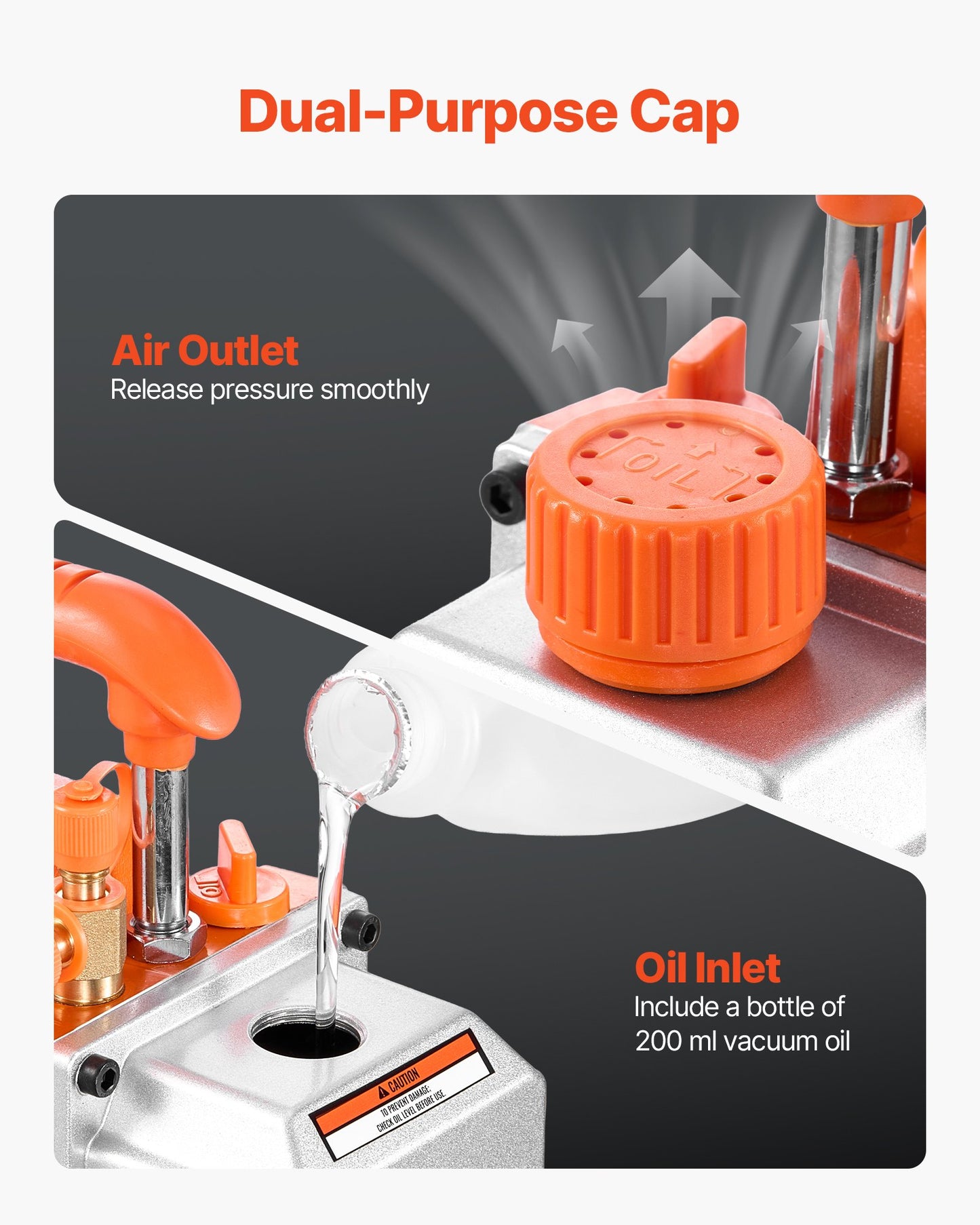 Vacuum Pump, 3.5 CFM 99 L/min, HVAC Single Stage Rotary Vane AC Vacuum Pump, for R134a R22 R410a Systems, 4 Pole Motor, for Automotive Air Conditioner Maintenance Resin Degassing, Oil Included