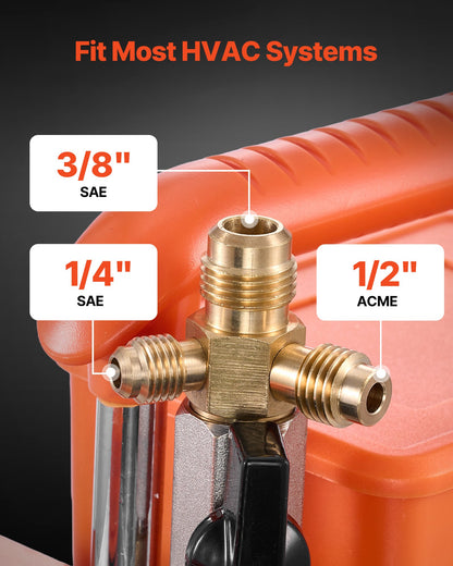 Vacuum Pump, 5 CFM 142 L/min, HVAC Two Stage Rotary Vane AC Vacuum Pump, for R134a R22 R410a Systems, 4 Pole Motor, for Automotive Air Conditioner Maintenance Resin Degassing, Oil Included