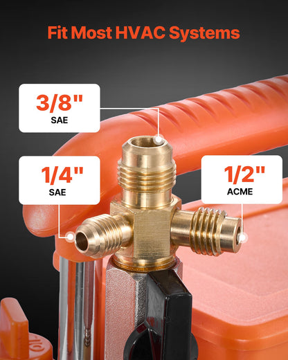 Vacuum Pump, 7 CFM 198 L/min, HVAC Two Stage Rotary Vane AC Vacuum Pump, for R134a R22 R410a R1234YF R32, 4 Pole Motor, for Automotive Air Conditioner Maintenance Resin Degassing, Oil Included