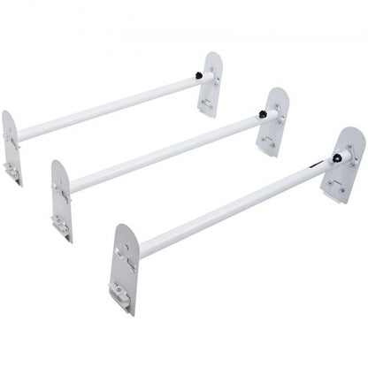 Takräcke för skåpbil, takräcken i legerat stål med 3 stänger, takräcke för regnrännor med kapacitet 340 kg, justerbar längd 40,2" till 74,8", stegräcke för skåpbil, kompatibelt med Chevrolet Express, GMC Savana, etc.