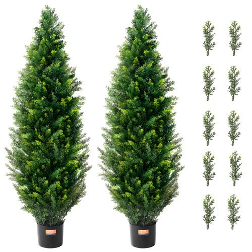 2-pack 121,9 cm konstgjord cederträd topiary konstväxt UV-dekor inomhus/utomhus