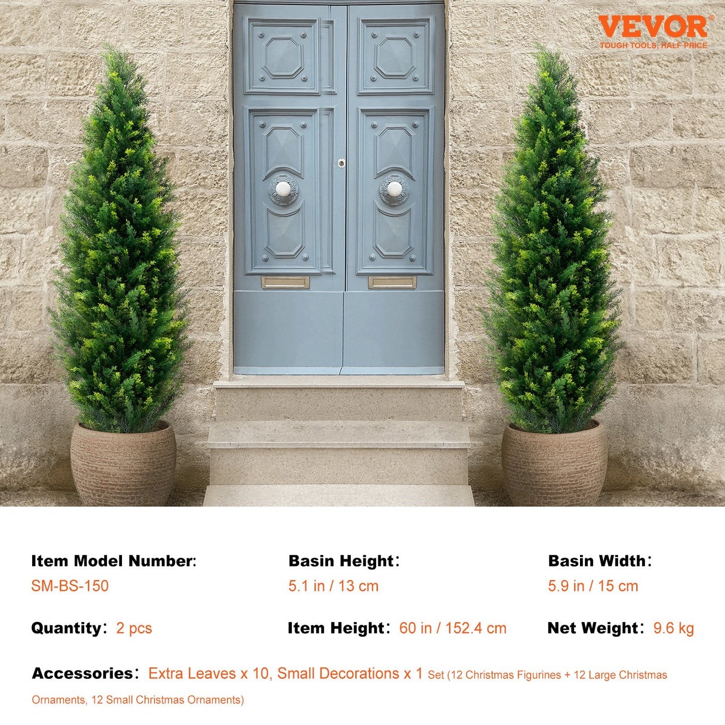 2-pack 152,4 cm konstgjord cederträd topiary konstväxt UV-dekor inomhus/utomhus