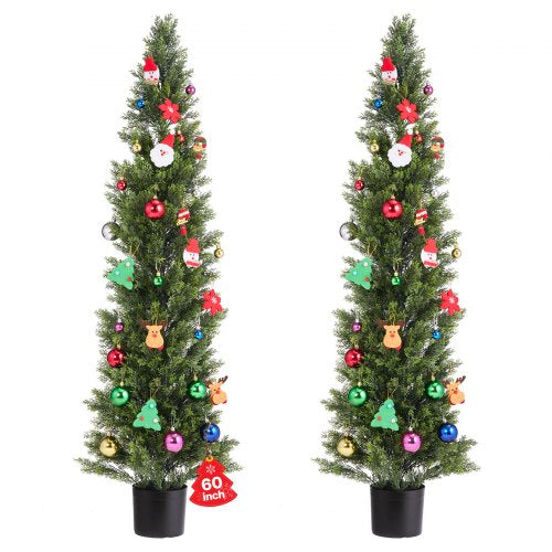 Konstgjorda topiary cederträd, 2 set 1524 mm konstgjorda tallbuskar, konstgjorda sidenträd ser äkta ut, enkel montering för dekoration veranda utomhus uteplats trädgård balkong bakgård inomhus kontor