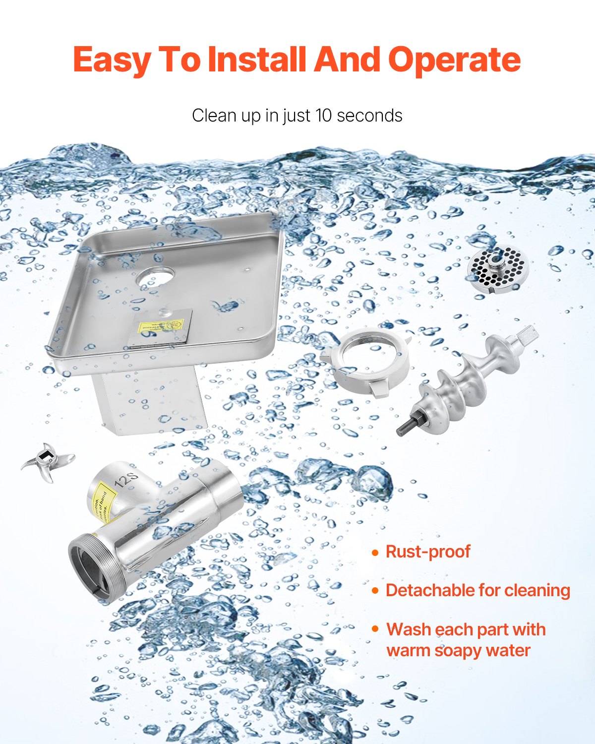 Köttkvarn, elektrisk köttkvarn på 11 lbs/min, skivare, korvstoppare med blad, malplatta, korvtillverkare, kommersiell köttkvarn i rostfritt stål för skivning, restaurangslaktare