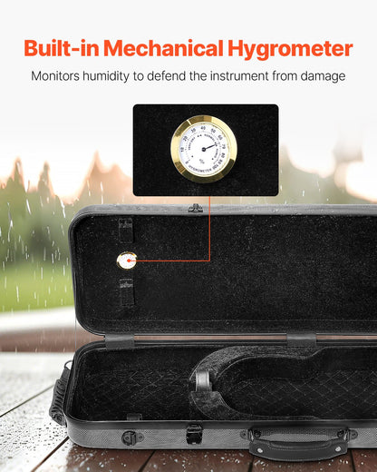 4/4 fullstort violinfodral, bärbar bärväska i kompositkolfiber, svart
