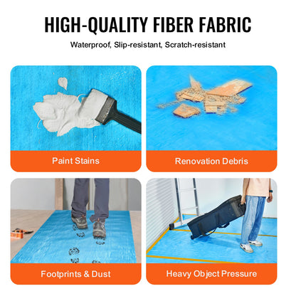 Skyddsfilm för mattor, 102 cm x 24 meter golv- och ytskydd, lätt att skära och enkelt installera, skyddsfilm i rulle för bilmattor i fibertyg för byggnation och renovering, blå