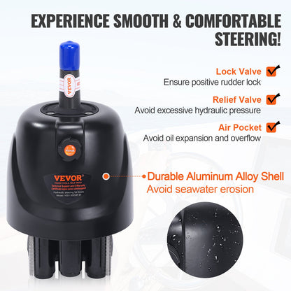 Hydrauliskt utombordsstyrningskit, 300 hk, hydrauliskt styrsystem för marinbåt, med tvåvägslåscylinder för roderpump och 792,5 cm hydraulisk styrslang, för båtar med en motorstation