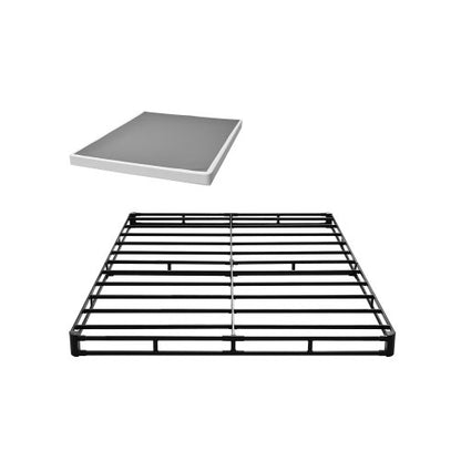 Boxspring, queen size-sängram med tvättbar tygduk, kraftig metallram för queen size-säng, 10 cm madrassfundament, maxvikt 1460 kg, enkel montering, 224 L x 144 B x 106 H