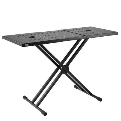 DJ-bordsstativ, (32"-43") x 18" bärbart DJ-laptop- och controllerstativ, lätt DJ-bord, DJ-bås, justerbar höjd, DJ-stativ, hopfällbart Double-X-keyboardstativ och bordsskiva, ljudmixerstativ