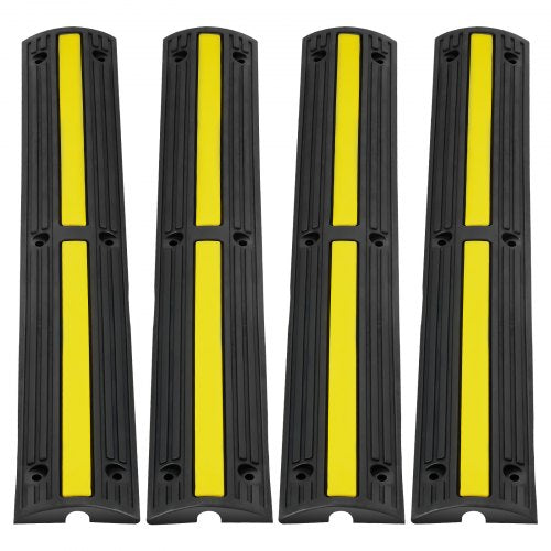 Kabelskyddsramp 100x15x3,1 cm, 4-pack med 1 kanal, 8164,7 kg/axelkapacitet Kraftiga gummifarthinder, golvkabelskydd för kabelskydd, för bostadsområden, privata garage, trädgårdar