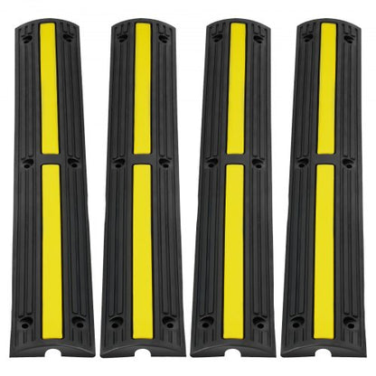 Kabelskyddsramp 100x15x3,1 cm, 4-pack med 1 kanal, 8164,7 kg/axelkapacitet Kraftiga gummifarthinder, golvkabelskydd för kabelskydd, för bostadsområden, privata garage, trädgårdar