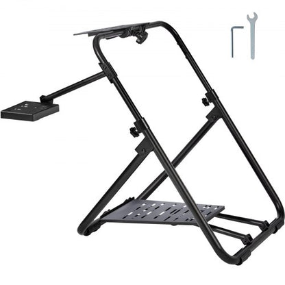 Hopfällbart racingrattstativ, höjdjusterbar universalbas kompatibel med Logitech och Thrustmaster racingratt och pedal, kraftig ram standard GT/Formula-säten bärbara