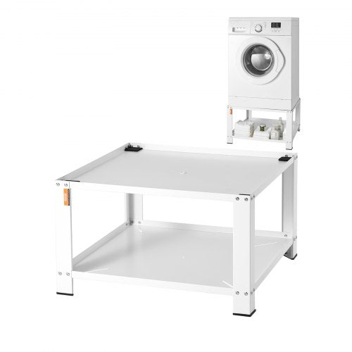 Tvättstativ med förvaringshylla, 711Lx711Bx406H mm, tvättmaskin- och torktumlare-basplattform, universalpassning, 299 kg kapacitet, kraftigt stålbas för tvättmaskin