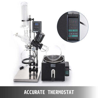 BuoQua RE-501 5L rotationsindunstare RotoVap Lab vakuumindunstningsapparat värmevattenbad för effektiv borttagning av lösningsmedel