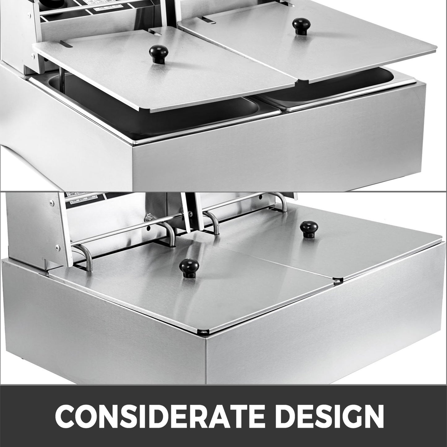 Commercial Deep Fryer 12L Electric Fryer 5000W Twin Basket YB-82 Dual Tank Electric Deep Fryer Countertop Stainless Steel French Fry for Commercial Uses