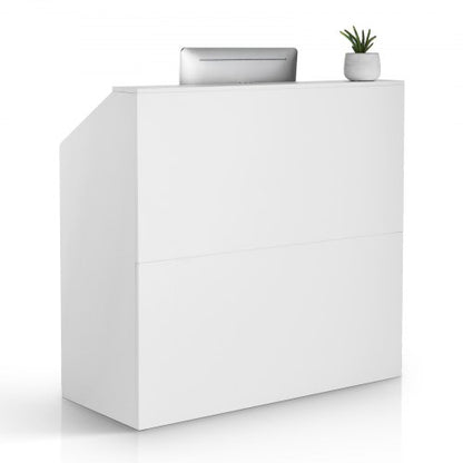Receptionsdisk, 114 x 49 x 119 cm Rektangulärt frontbord, kontorsreceptionsdisk, butiksdisk och frontreceptionsdisk, för kassa, lobby, skönhetssalong och kontor, vit