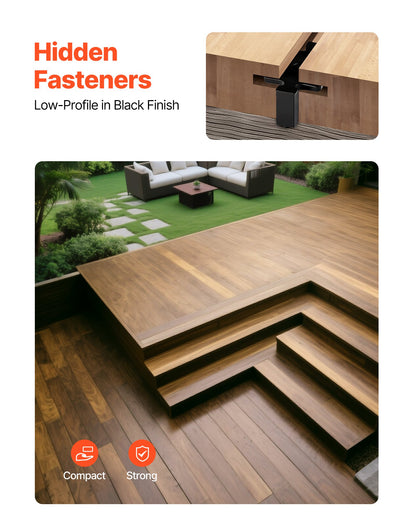 250 st dolda däckfästen för komposittrallbrädor, universella komposit-T-klämmor och dolda plastfästen med metallskruvar, polypropylen-PP-klämmor fungerar med 6,5 mm springor, svarta