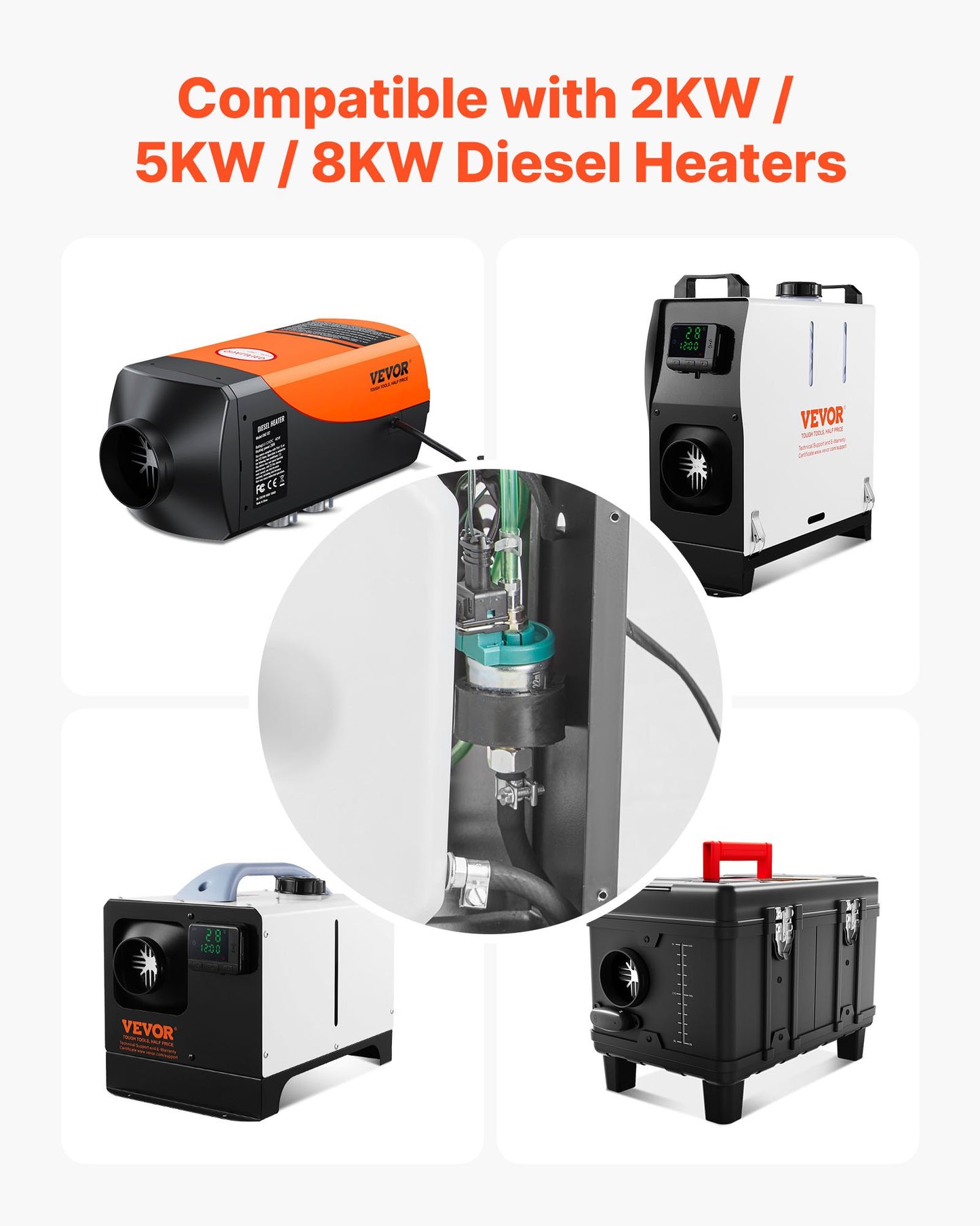 Dieselvärmare bränslepump, 12V DC billuftvärmare dieselbränsledoseringspump, 22ML aluminium luftdiesel parkeringsvärmarpumpar passar för 2KW 5KW 8KW dieselvärmare, tyst design, pulsteknik