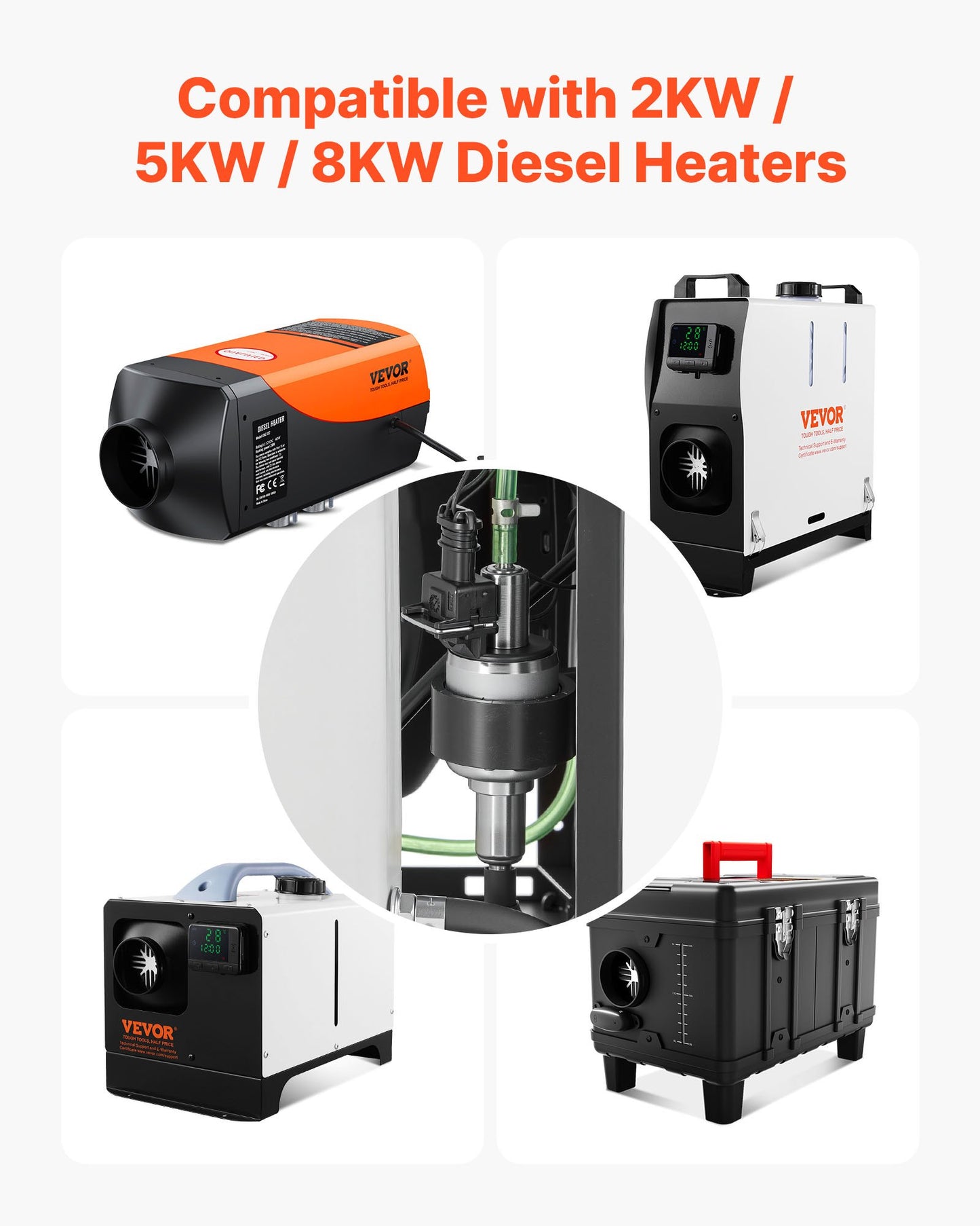 Dieselvärmare bränslepump, 12/24V DC billuftvärmare dieselbränsledoseringspump, 22 till 32 ml luftdieselparkeringsvärmarepumpar passar för 2KW 5KW 8KW dieselvärmare, tyst design, pulsteknik