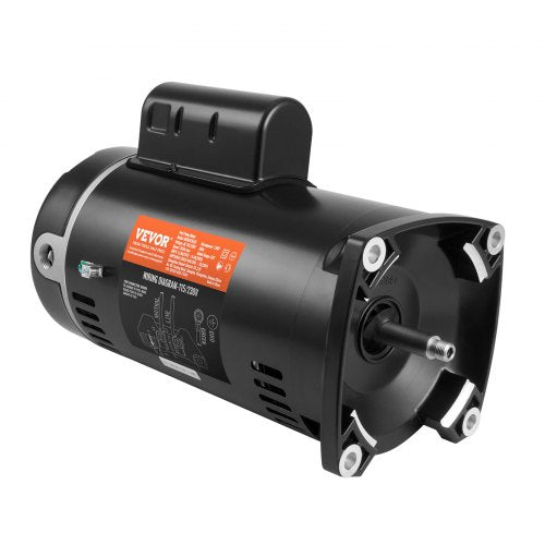 1,5 hk poolpumpmotor, 56Y-ram, 115 V (12,8 ampere))/230 V (6,4 ampere) 3450 varv/min, 60 Hz, 1,1 servicefaktor, 90 μF/250 V kondensator, utbytesmotor med fyrkantig fläns och moturs rotation