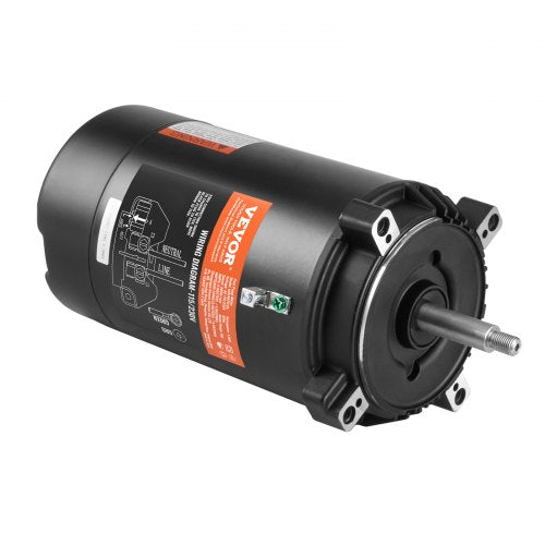 1 hk poolpumpmotor, 56J ram, 115V (9,8 ampere)/230V (4,9 ampere) 3450 varv/min, 60Hz, 1,4 servicefaktor, 90μF/250V kondensator, motursroterande rundflänsmotor för reservdelar