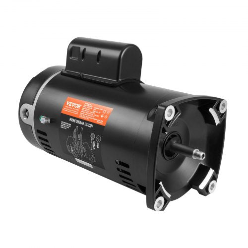 1 hk poolpumpmotor, 56Y-ram, 115 V (9 ampere)/230 V (4,5 ampere) 3450 varv/min, 60 Hz, 1,25 servicefaktor, 90 μF/250 V kondensator, utbytesmotor med moturs rotation och fyrkantig fläns.