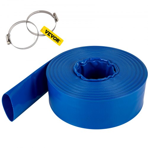 Utloppsslang, 3" x 105" (3,5 cm x 105"), PVC-slang för plattläggning, kraftig backspolningsslang med klämmor, väderbeständig och sprängsäker, idealisk för simbassänger och vattenöverföring, blå