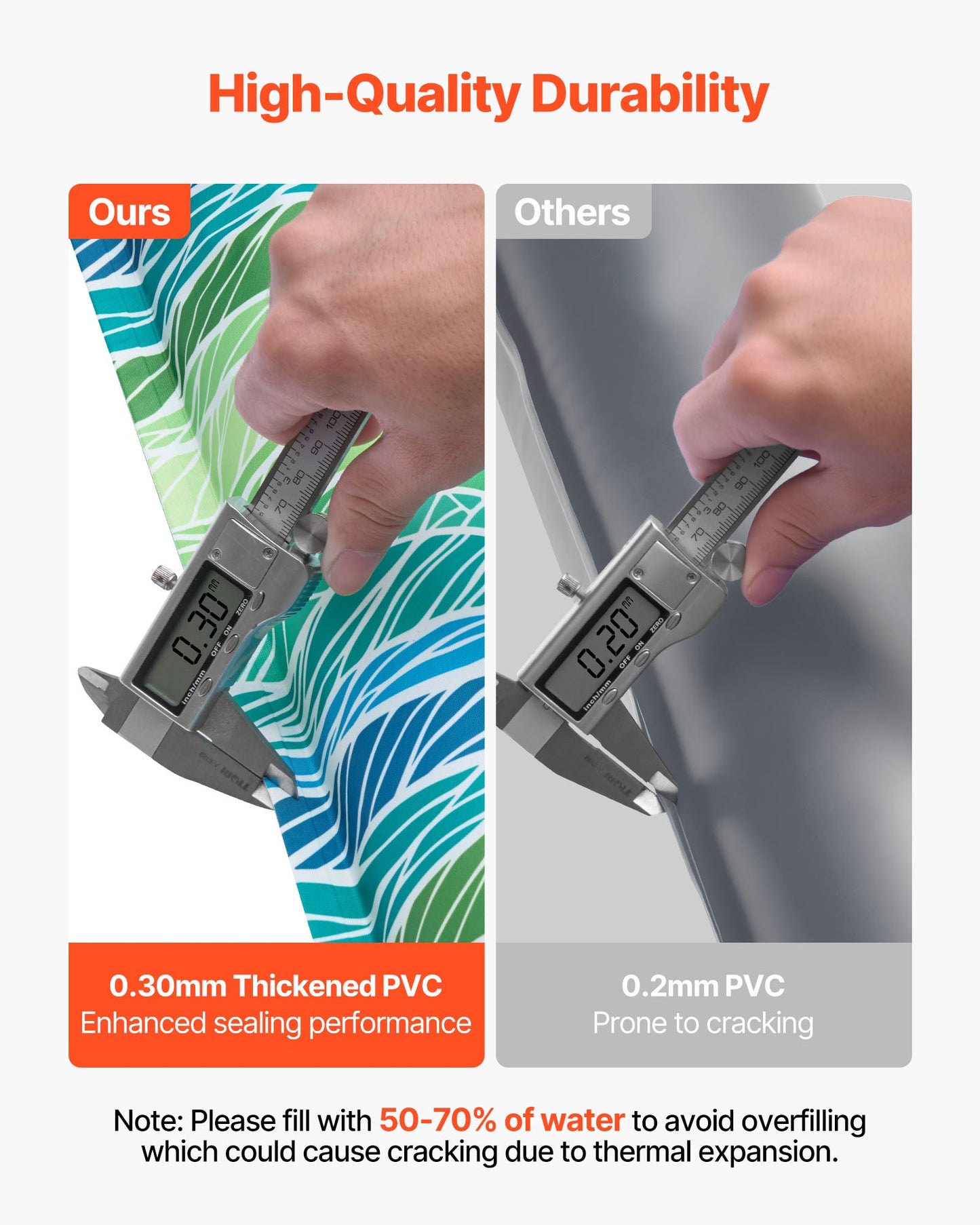 Poolskyddspåsar, 5-pack 2400 mm, vattenslangar med dubbelkammare och reflexremsor, 0,3 mm tjocka PVC-påsar med vikter och läckagesäkert skruvlock, för vinterpoolskydd