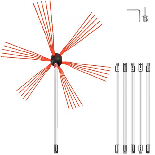 Flexibla sotstänger, 6 m skorstensrengöringskit, nylon sotfilter skorstensrengöringskit flexibelt borsthuvud skorstenssotare enkel att ansluta skorstensborste med 6 vita stänger