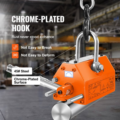 Magnetic Lifter, 660 lbs/300 kg Pulling Capacity, 2.5 Safety Factor, Neodymium & Steel, Lifting Magnet with Release, Permanent Lift Magnets, Heavy Duty Magnet for Hoist, Shop Crane, Block, Board