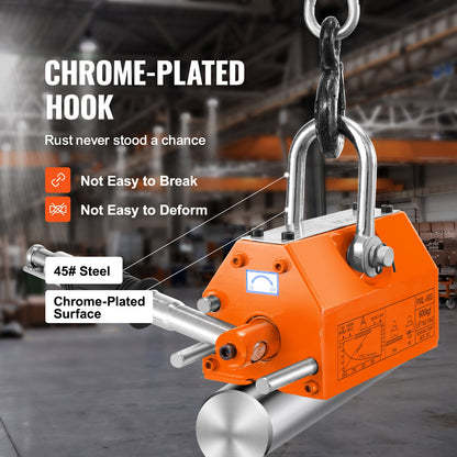 Magnetisk lyftanordning, dragkapacitet 600 kg, säkerhetsfaktor 2,5, neodym och stål, lyftmagnet med utlösning, permanenta lyftmagneter, kraftig magnet för lyftanordning, verkstadskran, block, bräda