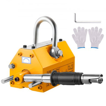 Magnetisk lyftanordning, dragkapacitet 1500 kg, säkerhetsfaktor 2,5, neodym och stål, lyftmagnet med utlösning, permanenta lyftmagneter, kraftig magnet för lyftanordning, verkstadskran, block, bräda