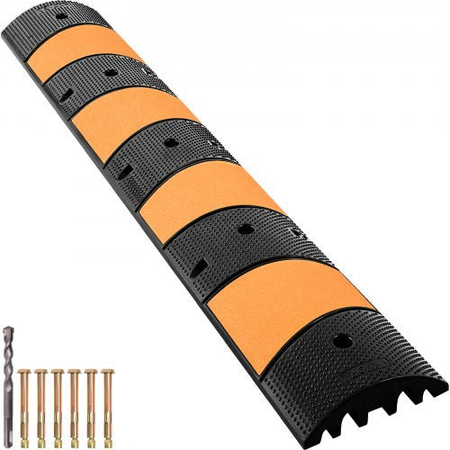 Modulär gummifarthinder för uppfart, kabelskyddsramp 1,8 m med 2 kanaler, 185 x 31 x 5,5 cm