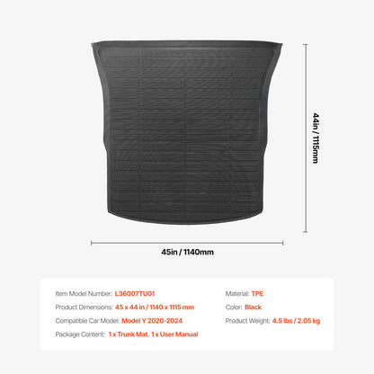 Lastmatta kompatibel med Tesla Model Y 2020-2024, Precise Fit bagagerumsmatta för SUV:ar, TPE bagageskydd, ersättning, svart (1 st)