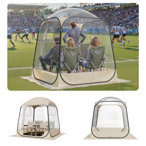 Pop-up-sportstält, 1,6x1,6 m genomskinligt bubbeltält för 2-4 personer, vattentät utomhuskapsel med golvmatta och överdrag, trädgårds-iglookupoltält campingskydd för evenemang fiske jubel