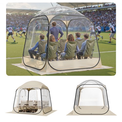 Pop-up-sportstält, 1,83x1,83 m genomskinligt bubbeltält för 2-4 personer, vattentät utomhuskapsel med golvmatta och överdrag, trädgårds-iglookupoltält campingskydd för evenemang fiske jubel