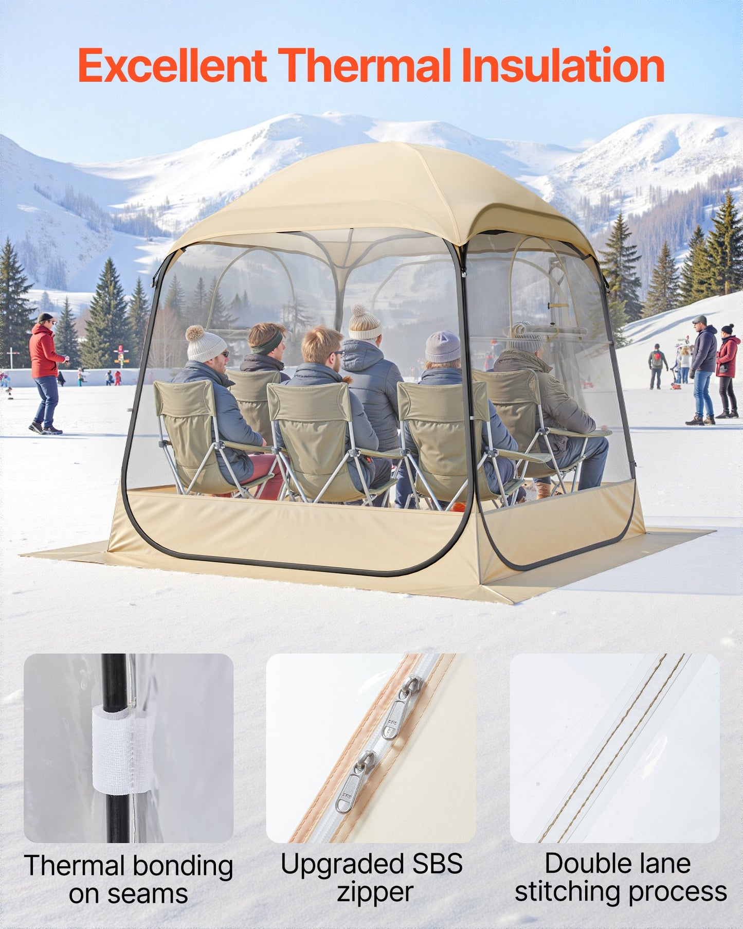 Pop-up-sportstält, 1,83x1,83 m genomskinligt bubbeltält för 2-4 personer, vattentät utomhuskapsel med golvmatta och överdrag, trädgårds-iglookupoltält campingskydd för evenemang fiske jubel