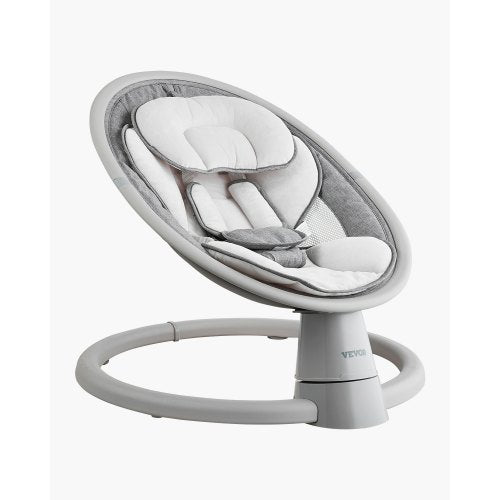 Babygunga, 5-växlad babygunga, bärbar babygunga med fjärrkontroll, pekskärm, Bluetooth-musik, 10 förinställda vaggvisor och 5-punktssele för 0-9 månader pojkar flickor upp till 9 kg