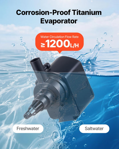 Akvariumkylare 200L, 0,1 hk vattenkylare för hydroponik, snabb kylning för akvarium, Axolotl, korallrev, tyst kylkompressor, titanförångare, kompletta kopplingar