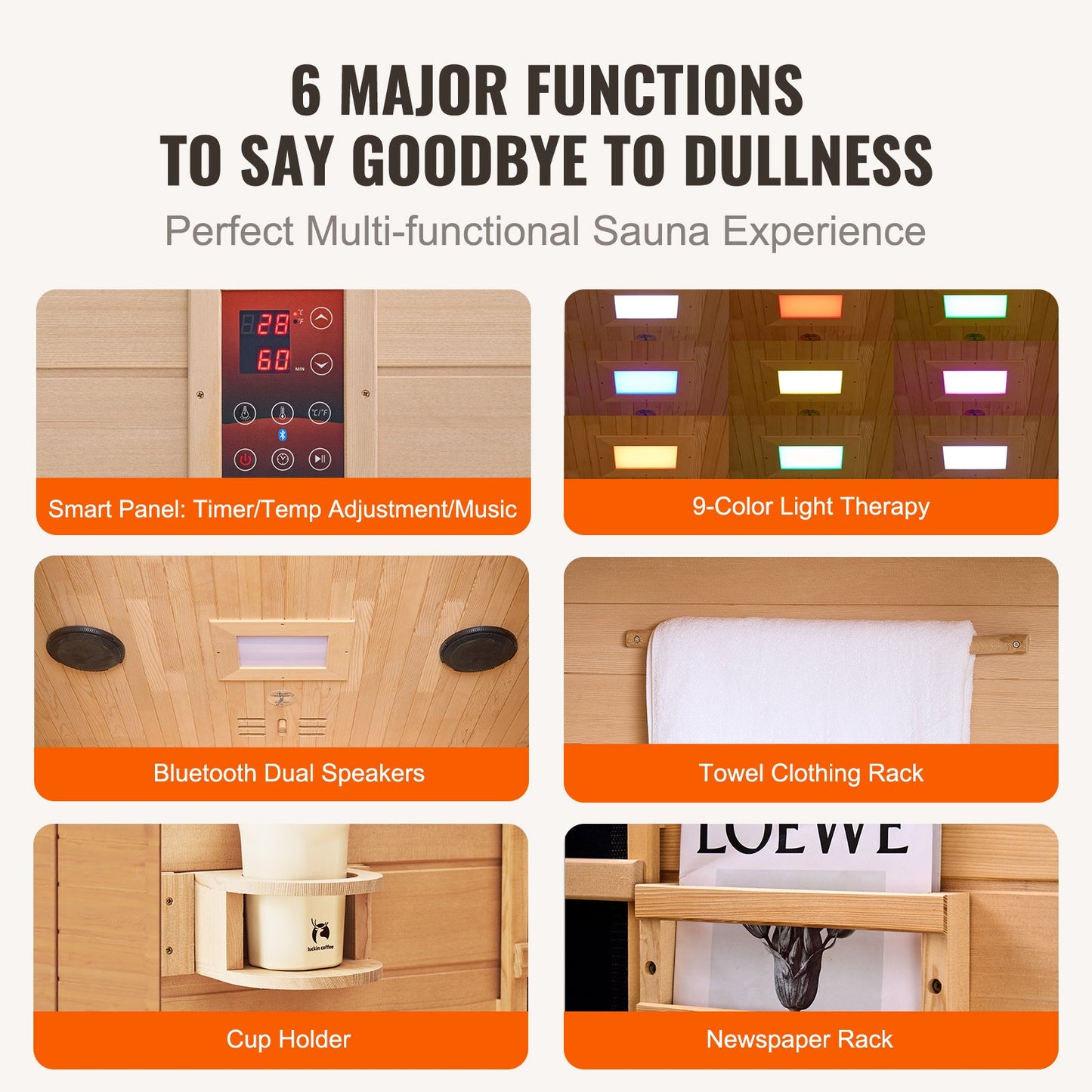 Fjärrinfraröd träbastu, hemmabastu för 2 personer, låg-EMF-fjärrinfraröd Hemlock-träbastu med härdad glasdörr och 2 Bluetooth-högtalare, 1800W inomhusbruk