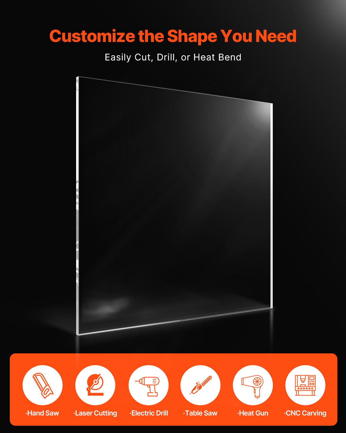 Plexiglas akrylskiva, 1-pack plastskiva, 36 x 48 tum 1/4 tum tjock klar plast gjuten transparent glas för hantverksprojekt, reservglas till bildram, gör-det-själv-display, lätt att skära