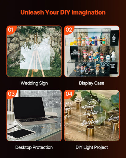 Plexiglas akrylskiva, 1-pack plastskiva, 36 x 48 tum 1/4 tum tjock klar plast gjuten transparent glas för hantverksprojekt, reservglas till bildram, gör-det-själv-display, lätt att skära