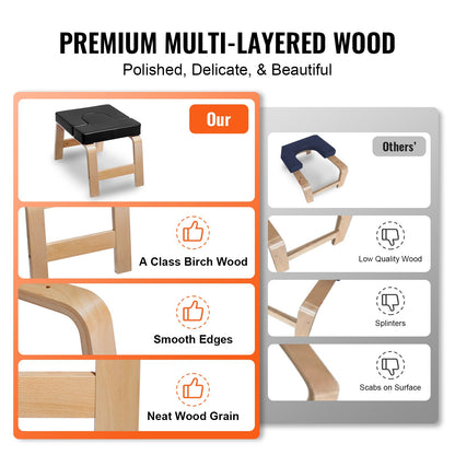 Yoga huvudstående bänk, 300 lbs kapacitet yoga inversion stol för familjegym, huvudstående tränare med träram och PU-dyna, stående yogapall för styrke- och balansträning, lindra trötthet, svart